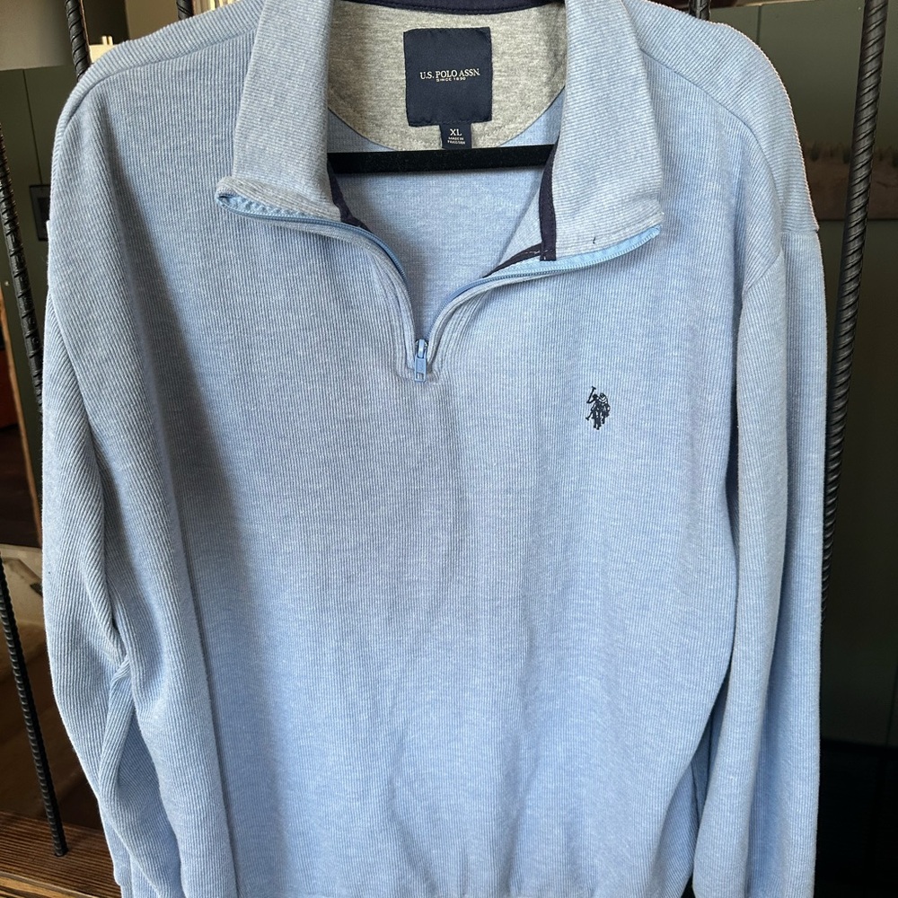 U.S. Polo Assn. Men's Sky Blue Zip-Up Sweater